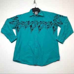 Large men’s Roper turquoise and black shirt